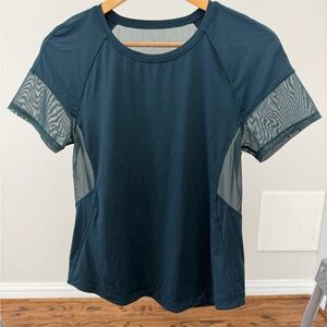 Lululemon Athletica Dark Teal Mesh Sleeve Tee